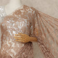 Nude Peach Premium French Chantilly Saree Lace Fabric 5.5 Meters x 110 Cms Width Elegant Floral Net Material From France Unstitched Blouse Not Included-D28160