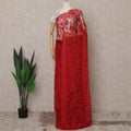 Crimson Red Premium French 2-Tone Chantilly Lace Saree – 5.5 Meters Length, 110 Cms Width, Crafted in France-D26091