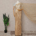 Golden Beige Premium French 2-Tone Chantilly Lace Saree – 5.5 Meters Length, 110 Cms Width, Crafted in France-D26092