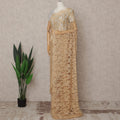 Golden Beige Premium French 2-Tone Chantilly Lace Saree – 5.5 Meters Length, 110 Cms Width, Crafted in France-D26092