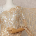 Golden Beige Premium French 2-Tone Chantilly Lace Saree – 5.5 Meters Length, 110 Cms Width, Crafted in France-D26092