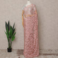 Blush Pink Premium French 2-Tone Chantilly Lace Saree – 5.5 Meters Length, 110 Cms Width, Crafted in France-D26089