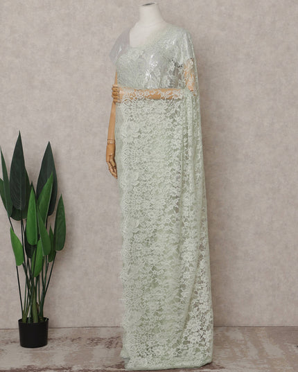 Mint Green French Chantilly Lace Saree