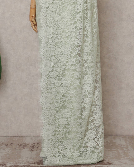 Mint Green French Chantilly Lace Saree