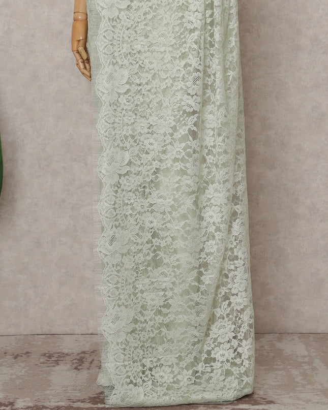 Mint Green French Chantilly Lace Saree