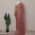 Antique Copper Metallic French Lace Saree Fabric