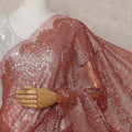 Antique Copper Metallic French Lace Saree Fabric
