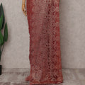 Antique Copper Metallic French Lace Saree Fabric