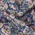 Navy Blue Floral Printed Cotton Lawn Fabric Soft Lightweight Dressmaking Sewing Material 4.0 Meters Length 110 Cms Width India-D27641