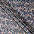 Navy Blue Floral Print Pure Cotton Satin Fabric, 140 Cms Width, Made in India-D26034