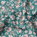 Teal Green Floral Printed Cotton Lawn Fabric Soft Lightweight Dressmaking Sewing Material 4.0 Meters Length 110 Cms Width India-D27637