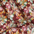 Maroon Floral Printed Cotton Lawn Fabric Soft Lightweight Dressmaking Sewing Material 4.0 Meters Length 110 Cms Width India-D27639