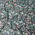 Teal Green Multicolor Floral Print Pure Cotton Satin Fabric, 140 Cms Width, Made in India-D26029