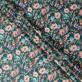 Teal Green Multicolor Floral Print Pure Cotton Satin Fabric, 140 Cms Width, Made in India-D26029