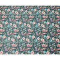 Teal Green Multicolor Floral Print Pure Cotton Satin Fabric, 140 Cms Width, Made in India-D26029