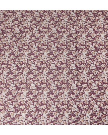 Mauve Floral Printed Cotton Lawn Fabric Soft Lightweight Breathable Dressmaking Sewing Material 4.0 Meters Length 110 Cms Width India-D27635