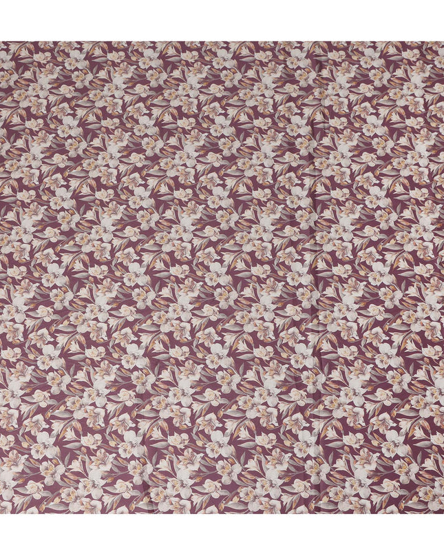 Mauve Floral Printed Cotton Lawn Fabric Soft Lightweight Breathable Dressmaking Sewing Material 4.0 Meters Length 110 Cms Width India-D27635
