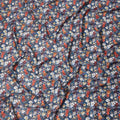 Navy Blue Multicolor Floral Print Pure Cotton Satin Fabric, 140 Cms Width, Made in India-D26030