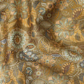 Mustard Brown Floral Printed Cotton Lawn Fabric Soft Lightweight Dressmaking Sewing Material 4.0 Meters Length 110 Cms Width India-D27636