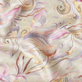 Beige Pastel Swirl Print Pure Cotton Satin Fabric, 140 Cms Width, Made in India-D26035