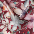 Maroon Multicolor Floral Print Pure Cotton Satin Fabric, 140 Cms Width, Made in India-D26033