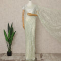 Mint Green Premium French 2-Tone Chantilly Lace Saree, 5.5 Mtrs Length, 110 Cms Width, Crafted in France-Blouse Not Included-D26696