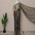 Black, Brown Premium French Metallic Chantilly Saree Lace 5.5 Mtrs Length 110 Cms Width Designer Net Fabric Made In France, Blouse Not Included-D28121