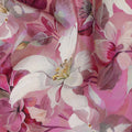 Rose Magenta Pink Floral Synthetic Crepe Fabric 110cm