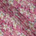 Rose Magenta Pink Floral Synthetic Crepe Fabric 110cm