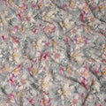 Soft Dove Grey Floral Synthetic Crepe Fabric 110cm