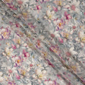 Soft Dove Grey Floral Synthetic Crepe Fabric 110cm