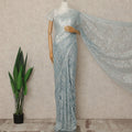 Ice Blue Premium French Metallic Chantilly Saree Lace Fabric 5.5 Meters Length 110 Cms Width Imported From France Elegant Designer Lace Blouse Not Included-D27360