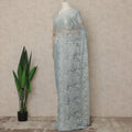 Ice Blue Premium French Metallic Chantilly Saree Lace Fabric 5.5 Meters Length 110 Cms Width Imported From France Elegant Designer Lace Blouse Not Included-D27360