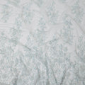 Light Blue Floral Sequin & Thread Embroidered Nylon Tulle Fabric, 140 cm Width, Made in Taiwan-D26629