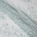 Light Blue Floral Sequin & Thread Embroidered Nylon Tulle Fabric, 140 cm Width, Made in Taiwan-D26629
