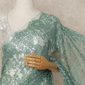 Sea Green Premium French 2 Tone Chantilly Saree Lace With Stone Work Fabric 5.5 Meters Length 110 Cms Width Imported From France Elegant Designer Lace Blouse Not Included-D27368