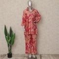 Coral Pink Floral Tie Dye Co Ord Set Party Wear
