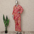Coral Pink Floral Tie Dye Co Ord Set Party Wear