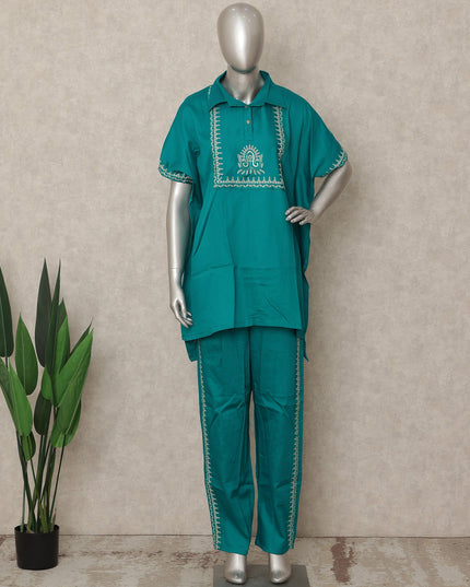 Teal Green Embroidered Co Ord Set Party Wear