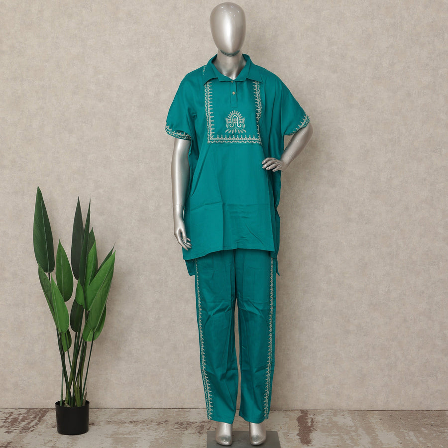 Teal Green Embroidered Co Ord Set Party Wear