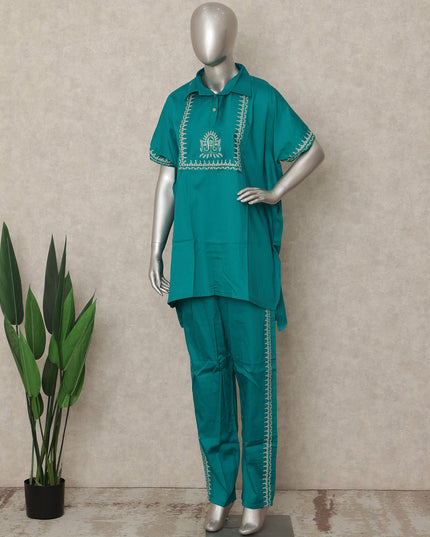 Teal Green Embroidered Co Ord Set Party Wear