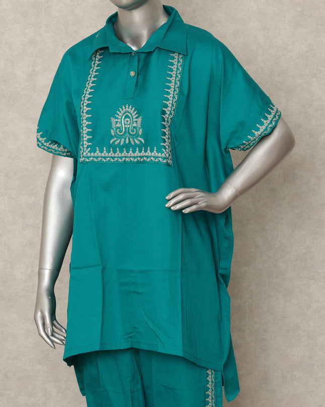 Teal Green Embroidered Co Ord Set Party Wear