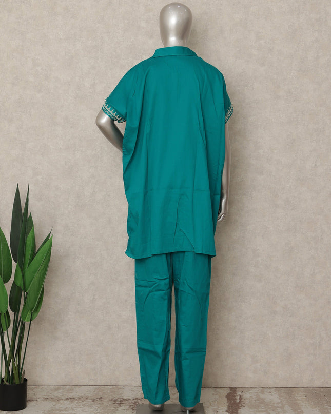 Teal Green Embroidered Co Ord Set Party Wear