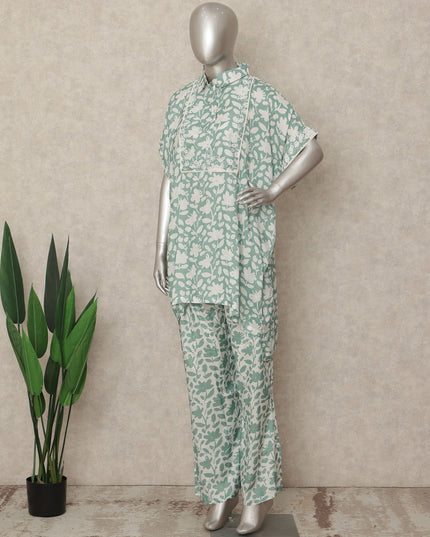 Sage Green Leaf Co Ord Set Women Party Wear