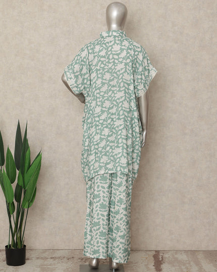 Sage Green Leaf Co Ord Set Women Party Wear