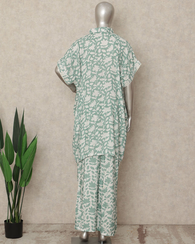 Sage Green Leaf Co Ord Set Women Party Wear