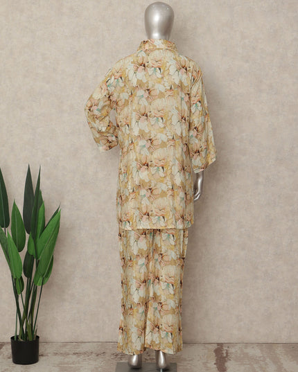 Beige Floral Co Ord Set Party Wear Women