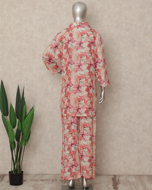 Pink Floral Co Ord Set Party Wear Women
