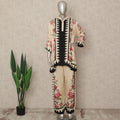 Cream Beige Floral Border Co Ord Set Women