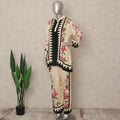 Cream Beige Floral Border Co Ord Set Women